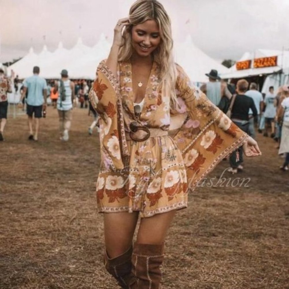 Boho Belted Vintage Print Floral Kimono Jacket - Picture 5 of 8